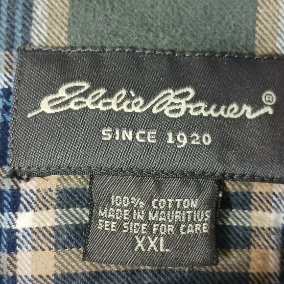 Eddie Bauer Mens Plaid Shirt Jacket Cotton Size XXL Gray Shacket Long Sleeve - Picture 3 of 4